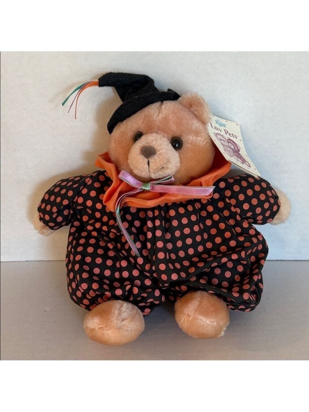 Russ Berrie Boo Bear Halloween Polka Dot Dress Witch Plush 10” Vintage New
